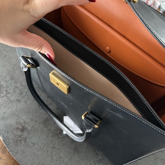 Coach Black Satchel with Gold Accents - Picture 7 of 16